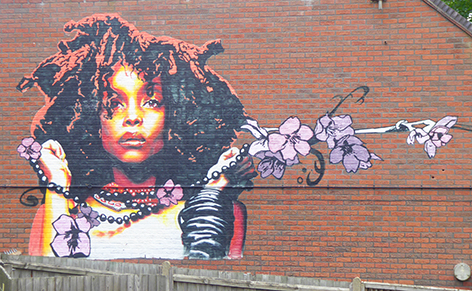 Eva Mena, street art, mural, sutton, erykah badu